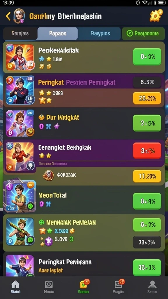 Menu pilihan mode permainan yang beragam.