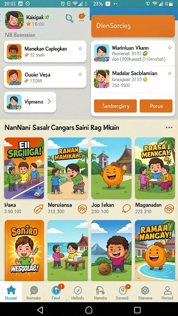 Tampilan karakter yang penuh warna dan menarik.